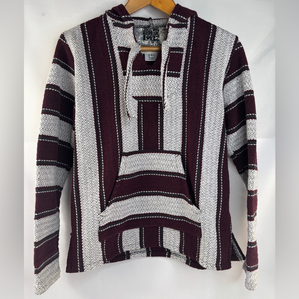 Original Senor Lopez Baja Hoodie Poncho Unisex Black White Red Size Small